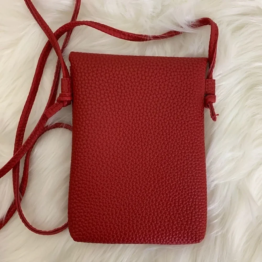 Vegan Leather Two Pocket Cellphone Carrier, Red